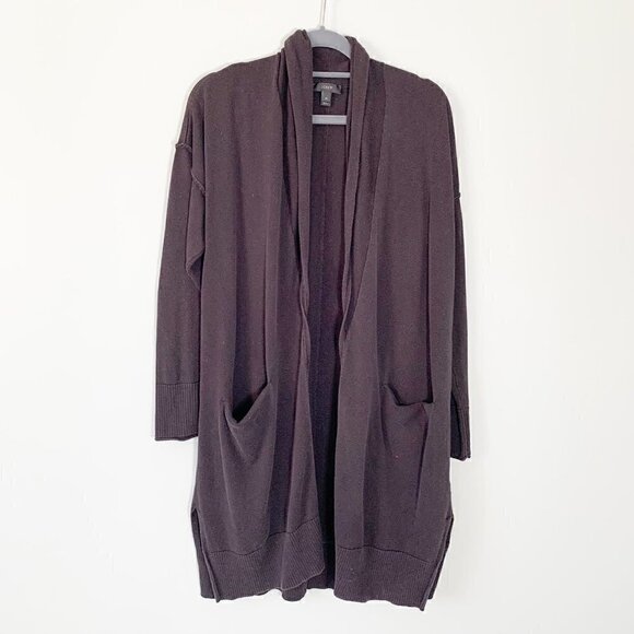 J. Crew lyocell cotton blend long sleeve tunic duster open cardigan sweater - Picture 1 of 10